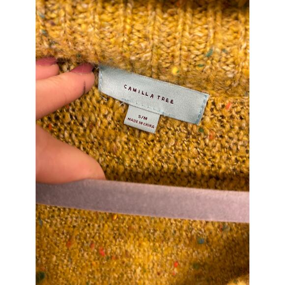 Camilla Tree Women's Oversized Handkerchief Sweater Yellow Speckled Confetti - Picture 5 of 9